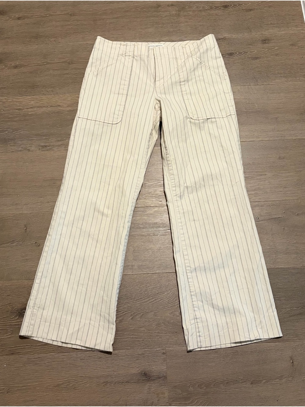Banana Republic Ivory Pants with Black Pinstripes